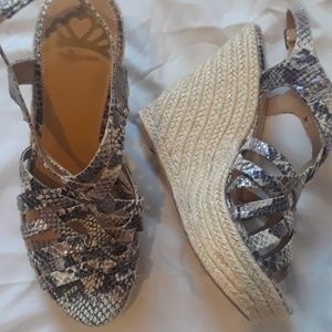 Snake Print Wedge Sandals